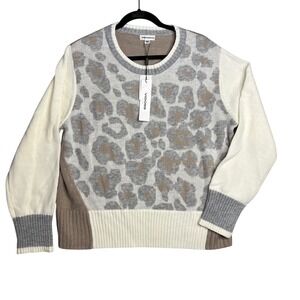 Vigoss Animal Combo‎ Crewneck Sweater Plus Size 3X Leopard Print Colorblock NWT